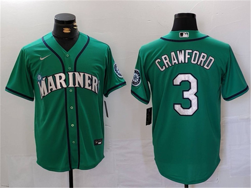 Men's Aqua Seattle Mariners #3 J.P. Crawford Cool Base Stitched jersey
